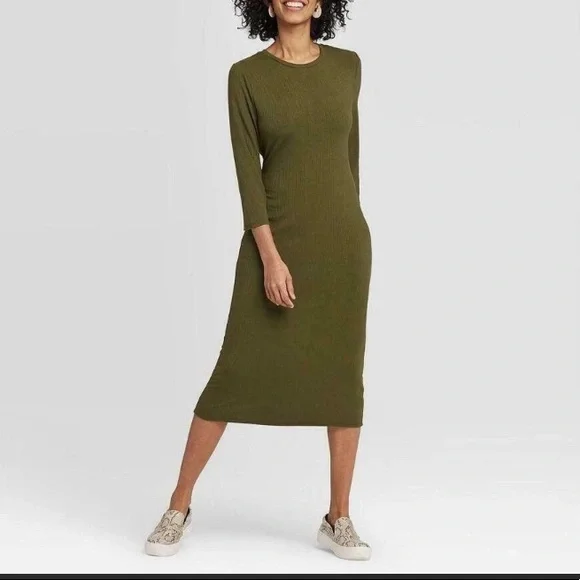 fitted lace wedding dress Hotexy Women's Long Sleeve Maxi Dress Cotton Square Neck Casual Slim Solid  Fall Winter Flowy Long Dresses with Pockets,A Army Green,X-Small at Amazon  Women's Clothing store main image 0